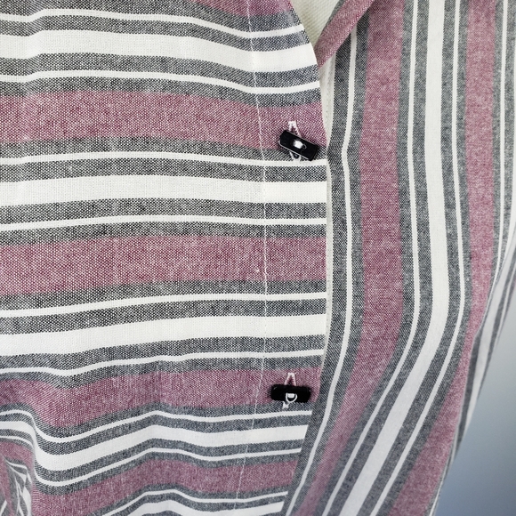 Peasant Core Retro Button Down Top Tunic Small Asymmetrical Striped Indie NEW - Picture 5 of 9